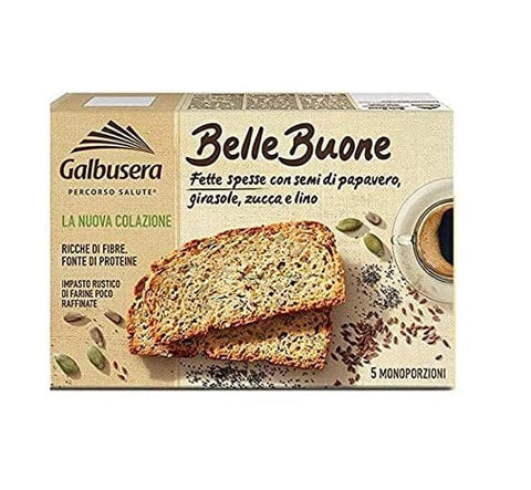 Galbusera Belle Buone Fette spesse semi di papavero Zwieback Snacks 200g - Italian Gourmet