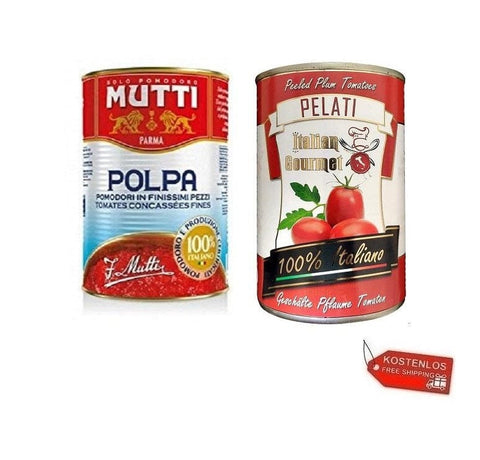 Testpackung Pelati Polpa Italian Gourmet geschälte & Mutti Fruchtfleisch Tomaten 48x400g - Italian Gourmet