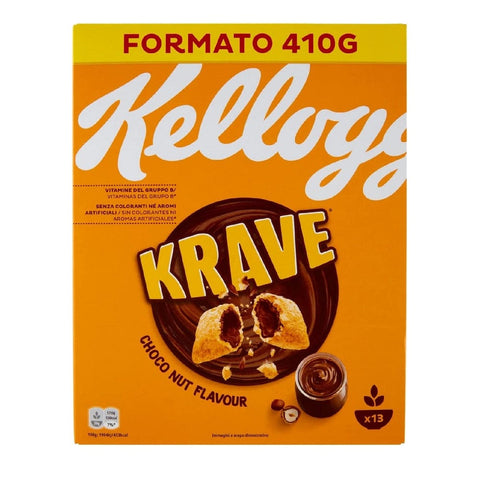 Kellogg's Getreide Kellogg's Krave Choco Nut Gemischte Cerealien Bündel mit Schokoladenfüllung mit Haselnuss 410g 5059319002323