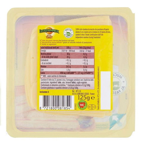 Leerdammer Käse Leerdammer Special Toast Geschnittener Käse Laktosefrei und für Vegetarier Geeignet Packung mit 125g