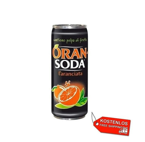 24x Oransoda Italienisches Orangen-Erfrischungsgetränk 33cl Einwegdosen - Italian Gourmet