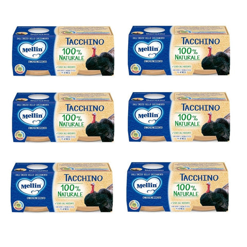 Mellin Omogeneizzato Tacchino Homogenisierter Truthahn 2x80g - Italian Gourmet