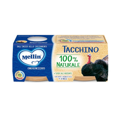 Mellin Omogeneizzato Tacchino Homogenisierter Truthahn 2x80g - Italian Gourmet