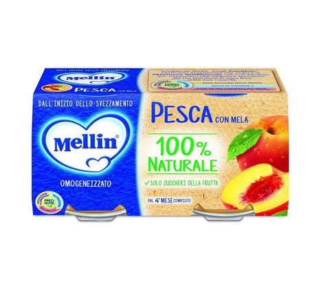 Mellin Pesca Homogenisierter Pfirsich mit Apfel 2x100g - Italian Gourmet