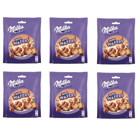 Milka Wafer 6x110g Milka Mini Wafers Waffel überzogen mit Milchschokolade mit Sahnefüllung 110g 7622201492786