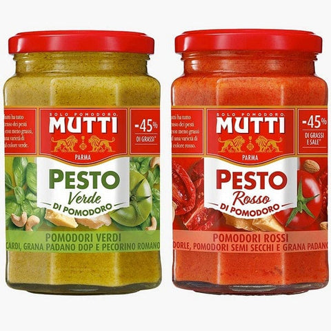 Mutti Pesto rosso di pomodoro e Pesto Verde di pomodoro tomatenpesto (2x180g) - Italian Gourmet