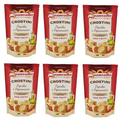 Panealba Crostini Paprika e Peperoncino Croutons mit Paprika and Chilli 100g - Italian Gourmet