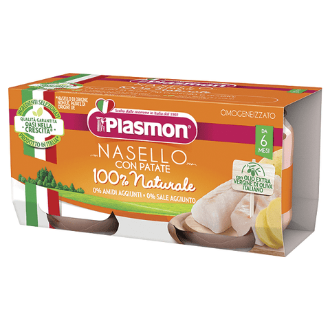 Plasmon Nasello con Patate homogenisierte Seehechtfilets mit Kartoffeln (2x80g) - Italian Gourmet