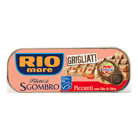 Rio Mare Filetti di Sgombro Piccanti Würzige Gegrillte Makrelenfilets in Olivenöl 120g - Italian Gourmet