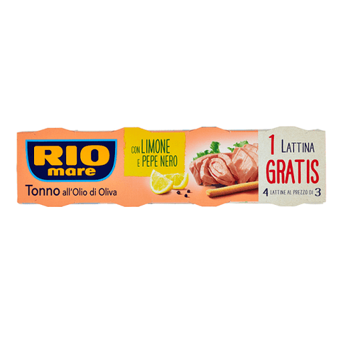 Rio mare Tonno con Limone e Pepe Thunfisch in Olivenöl mit Zitrone und Pfeffer ( 4 x 80g ) - Italian Gourmet