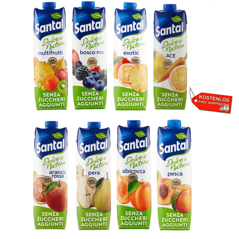 Santal Fruchtsaft Testpaket Parmalat Santal Succo di Frutta Dolce di Natura Zero Fruchtsaft Null Zuckerzusatz Tetrapack 8x 1000ml
