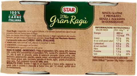 Star verzehrfertige Sauce Star Il Mio Gran Ragù Ispirazione Partenopea con Macinato Rustico Neapolitanische Inspiration mit Rustic Minced (2x100g) 80024897