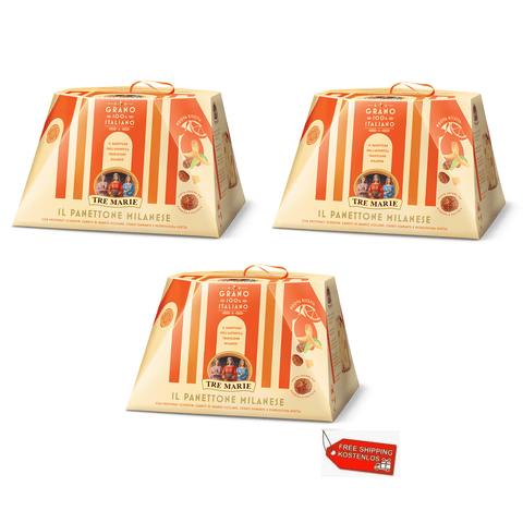 Tre Marie Weihnachtssüßigkeiten 3x Tre Marie Panettone Milanese 1Kg 8004205030017