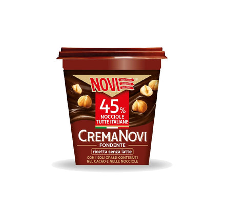 3x Novi Crema Fondente - Dunkle Streichcreme mit 45 % Haselnüssen (aus Italien), 200 g