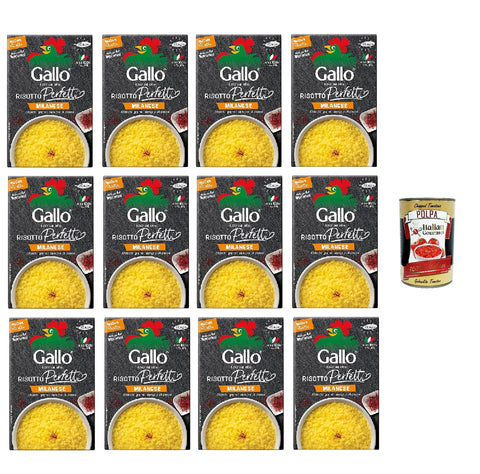 Gallo Risotto Perfetto Milanese 175g, Mailänder Risotto-Mix, 100% italienischer Reis, 12x 175g + Italian Gourmet polpa 400g (Copia)
