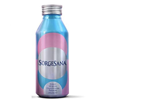 Sorgesana- ICON Acqua Naturale Naturalwasser Wiederverwendbares Aluminiumflaschenformat | Natürliches Brausemittel | 12 x 473,2 ml+ Italian Gourmet polpa 400g