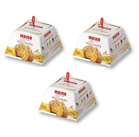 3x Maina Panettone Il Gran Nocciolato Klassisch mit Haselnussglasur 750 g
