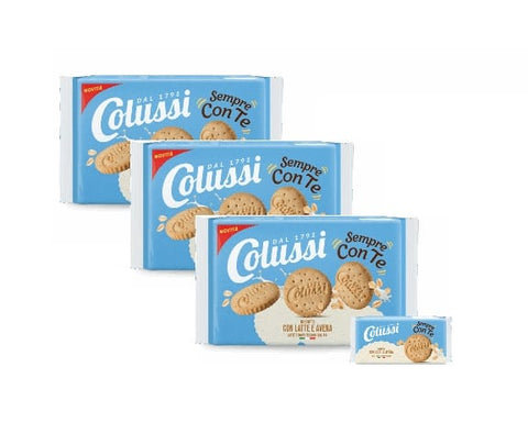 3x Colussi Frollino con latte e fiocchi d’avena Keks mit Milch und Haferflocken 288Gr