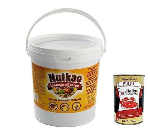 NUTKAO Crema spalmabile gianduia, Streichfähige Gianduja Creme Brotaufstrich Aufstrich 6 Kg + Italian Gourmet polpa 400g