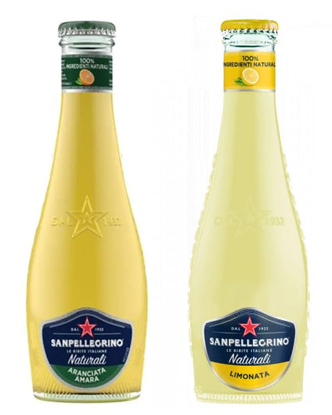 SanPellegrino 48er-Pack Testpaket San Pellegrino Aranciata Amara Alkoholfreies Getränk mit Bittere Orange + Limonata Alkoholfreies Getränk mit Zitronensäfte 20cl Einweg-Glasflasche