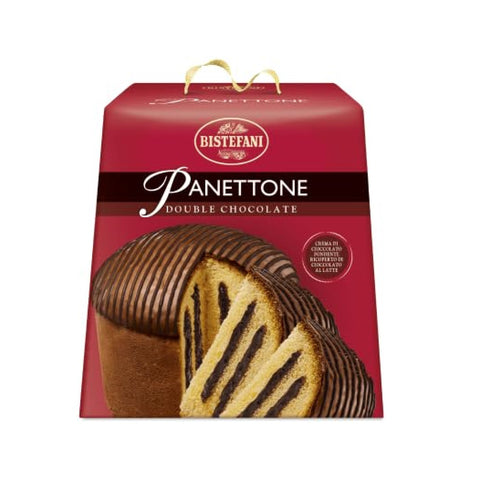 3x Bistefani Panettone Double Chocolate mit Zartbitterschokoladencreme, kombiniert mit einem Überzug aus Milchschokolade, 750 g