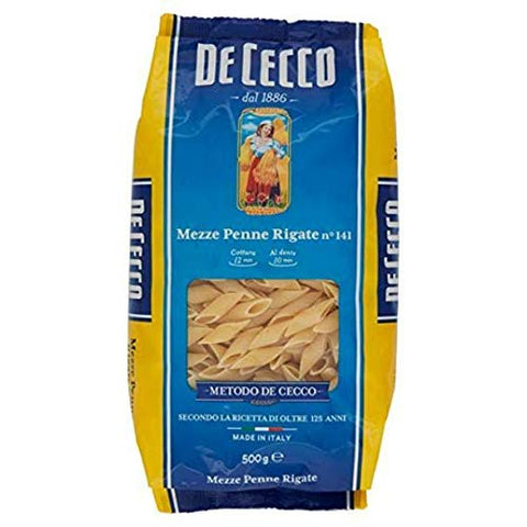 10x Pasta De Cecco 100% Italienisch Mezze Penne Rigate n. 141 Nudeln 500g