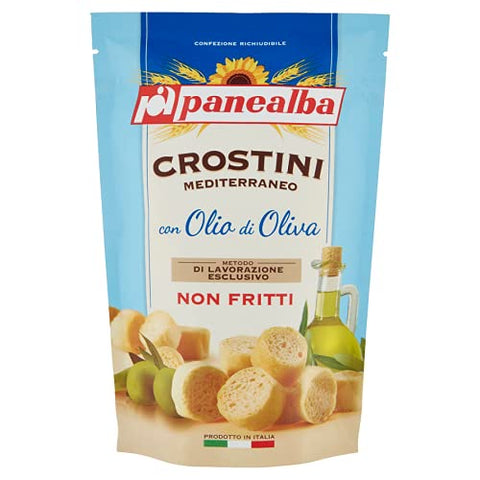 Panealba Crostini Mediterraneo con Olio di Oliva Croutons mit Olivenöl Gesalzener Snack Nicht Gebraten Nicht Frittiertes 100g