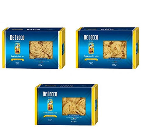 Testpaket Pasta De Cecco Italienisch Tagliatelle-Fettuccine-Pappardelle Nudeln 3x 500g