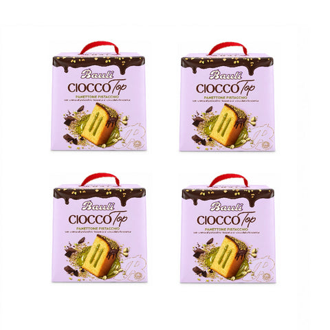 4x Bauli CioccoTop Panettone Pistacchio con Cioccolato Fondente mit Pistazie und Zartbitterschokolade 750 g