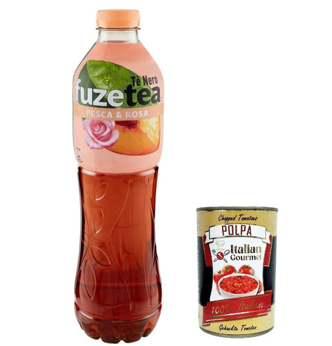 12x FUZE TEA, Schwarzer Tee, Pfirsich mit einer Notiz von Rosette Pet 1,25L peach ice tea + Italian Gourmet polpa 400g