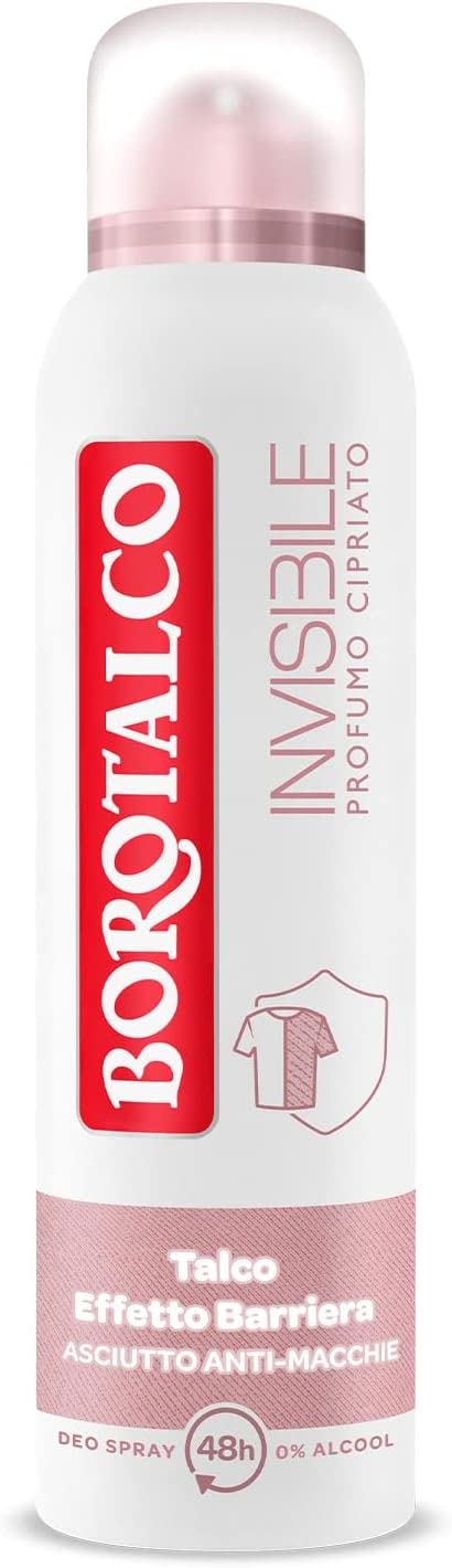 12x Borotalco, Rosa Invisible Spray Deodorant, Formel ohne Alkohol mit Talk der Barriereeffekt, erfassen und überträgt keine LAIONS 48H Pulver Parfüm 150 ml + Italian Gourmet Polpa 400g