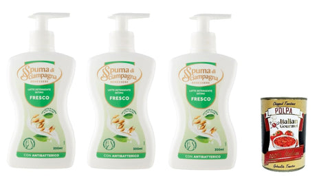 Spuma Di Sciampagna Latte detergente intimo fresco Frische Intimreinigungsmilch 3x300 ml + Italian Gourmet Polpa di Pomodoro 400g