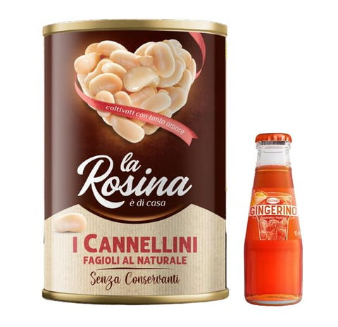 12 x La Rosina Bohnen Cannellini mit natürlichem Geschmack, Hülsenfrüchte in Dosen 400 g + 1 x Recoaro italienischer Aperitivo 10 cl gratis