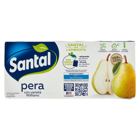 5x Santal pera con varietà Williams Getränk aus Birnenpüree und Saft aus Konzentrat, mit Vitaminen 3 x 200 ml SONDERANGEBOT