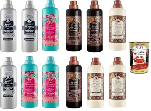 Testpaket Tesori d'oriente weichspüler softener Muschio Bianco Fiori di loto Ayurveda Hammam Byzanthium Japanese Rituals 12x 750ml + Italian Gourmet polpa 400g