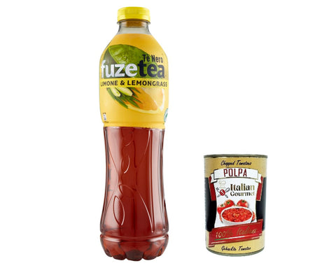 12x FUZE TEA, Schwarzer Tee, Zitrone mit einer Notiz von Lemongrass Pet 1,25L lemon ice tea + Italian Gourmet polpa 400g