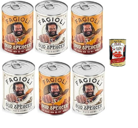 Fagioli alla Bud Spencer Testpaket Tex Mex und Borlotti, Bud Power- Bud-Spencer-Tex Mex Bohnen fertig zum Probieren 6 x 400gr + Italian Gourmet polpa 400g