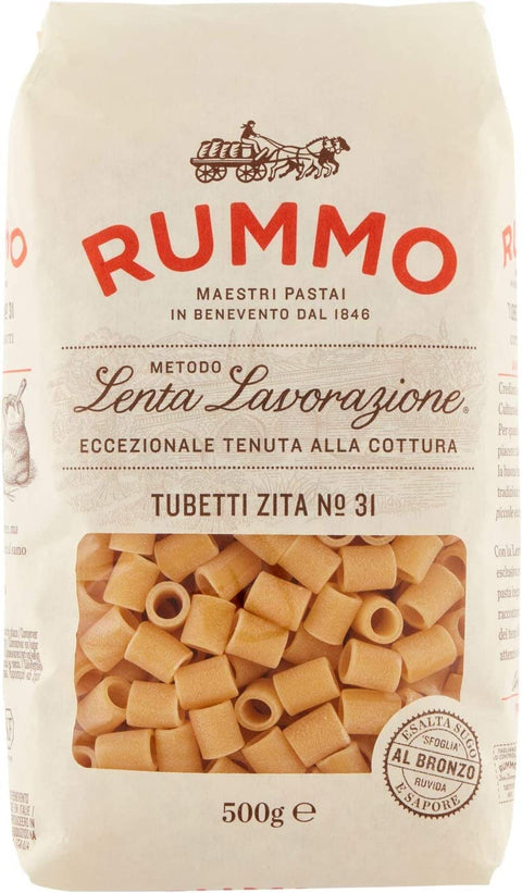 10x Rummo Tubetti Zita N. 31 Hartweizengrieß Pasta Italienische Nudeln 500g Packung + Italian Gourmet Polpa di Pomodoro 400g Dose