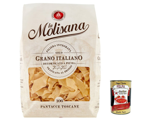 10x La Molisana Pantacce Toscane N. 106 Pasta Lenta Lavorazione Teigwaren aus Hartweizengrieß Bronze-Zeichnung 500g + Italian Gourmet Polpa 400g