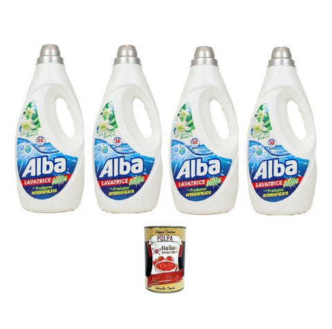 Alba Lavatrice Active Iris e Fiori Bianchi, Flüssigwaschmittel 33 Wäschen 4x 1850 ml + Italian Gourmet polpa 400gr