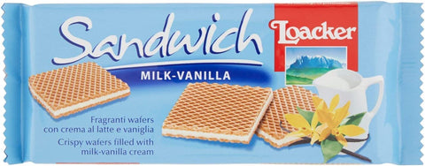 12x Loacker Sandwich Milk Vanilla duftende Waffeln mit Milchcreme und Vanille - 75 g
