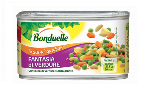 6x Bonduelle Fantasia di Verdure contorno di verdure subito pronto Gemüsebeilage gemischtes Gemüse Fertiggericht Aluminiumbox 400g