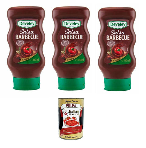 Salsa Barbecue Top Down Barbecue-Sauce 3x 410ml+ Italian Gourmet polpa 400g