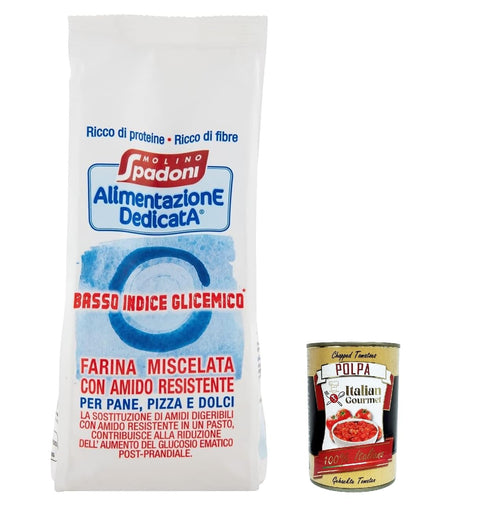 10x Molino Spadoni Preparato Basso Indice Glicemico, Präparat mit niedrigem glykämischen Index 500g + Italian Gourmet polpa 400g