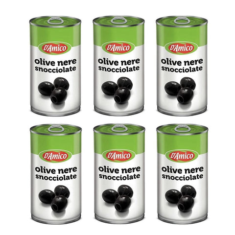 6x D'Amico Olive Nere Snocciolate Entkernte Schwarze Oliven 350g Dose Glutenfrei