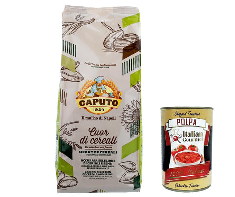 12x Caputo farina Cuor di Cereali 1kg Mehl heart of cereals Mehlauswahl aus Getreide und Samen + Italian Gourmet polpa 400g