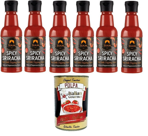 Siam Scharfe Sriracha-Rot-Chili-Dip-Sauce 6x 250 ml+ Italian Gourmet polpa 400g