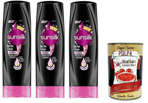 Sunsilk Balsamo bye bye crespo Bye bye Frizz Conditioner 3x200 ml+ Italian Gourmet polpa 400g