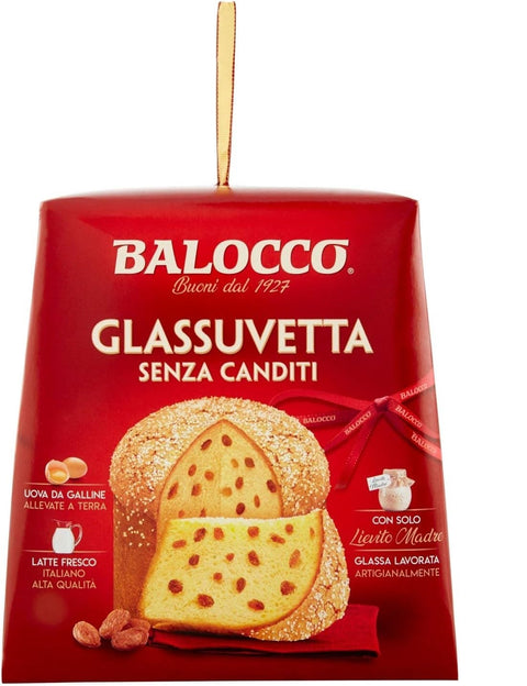 3x Balocco Glassuvetta Panettone Senza Canditi Ohne kandierte Früchte, mit Rosinen, 1 kg + Italian Gourmet polpa 400gr