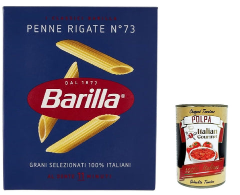 10x Pasta Penne rigate Nr. 73, 100% italienisch Nudeln 500 g pack + Italian Gourmet polpa 400g
